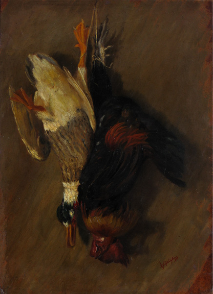 natura morta (cacciagione, anatra e gallo) 