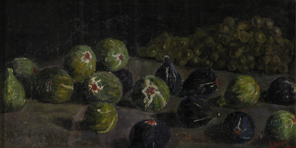 natura morta, uva e fichi