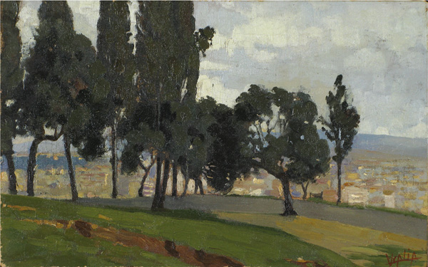 Roma da Montemario con alberi in primo piano