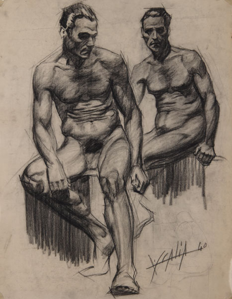 studio di nudo, carboncino